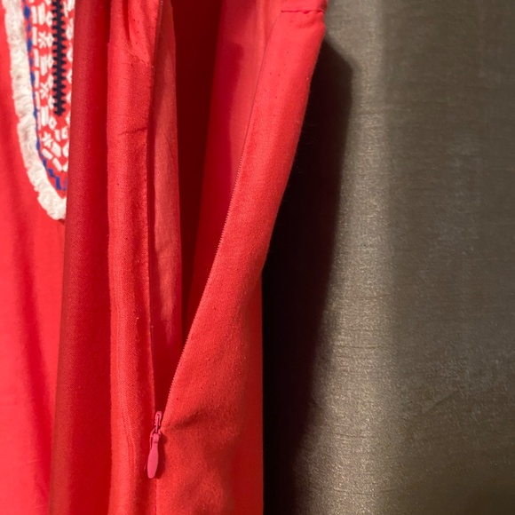 Mud Pie Women's Sleeveless Sundress Dress Sz.L Hot Pink with Blue and Cream Trim - Picture 11 of 16